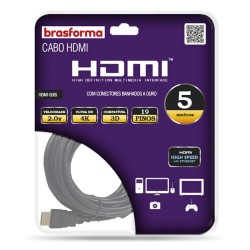 Cabo HDMI de alta definção 10 Metros Brasforma 2.0 
